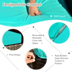 Tangkula 9 Pieces Furniture Set W/ 50,000 BTU Propane Fire Pit Table Patio Turquoise -Beauty house GUEST 6f5654c2 8392 4c9a 93b7 6b60d12b2842