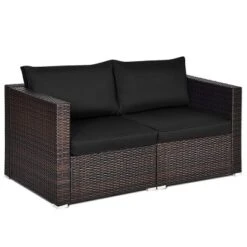 Tangkula 2-Piece Patio Wicker Corner Sofa Set Rattan Loveseat With Removable Cushions -Beauty house GUEST 6fb016be c4b5 44cd 9327 838f8d11b37b