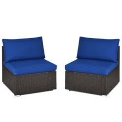 Tangkula 2PCS Patio Sectional Armless Sofas Rattan Furniture Set Outdoor W/ Cushions -Beauty house GUEST 701ca3a3 b82c 408a 9a25 87e17c64409b