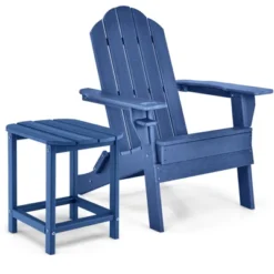 Tangkula 2 PCS Patio Folding Adirondack Chair Side Table Cup Holder HDPE Navy -Beauty house GUEST 703b3671 7f31 40c7 b9b5 01a4811c1647