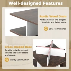 Tangkula 2-Tier Square Coffee Table 24" Living Room Center Table With 4 Storage Compartments -Beauty house GUEST 703d9452 3c34 4731 87db 091d95bcd425