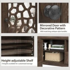Tangkula 55" Retro TV Stand Media Entertainment Center W/ Mirror Doors & Drawer Brown -Beauty house GUEST 7059506f 0a40 4099 b5e7 16ca30257e79