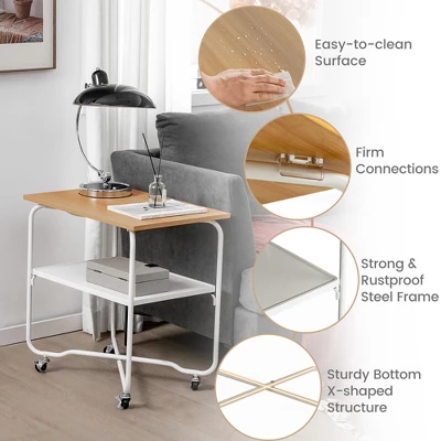 Tangkula 2-Tier Folding Rolling Cart Kitchen Utility Cart Tool-Free Installing 10 Tangkula 2-Tier Folding Rolling Cart Kitchen Utility Cart Tool-Free Installing - Image 8