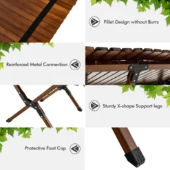 Tangkula Folding Wooden Camping Table Portable Picnic Table W/ Carry Bag Roll-up Bamboo Tabletop Outdoor Travel Camping Table Natural/Coffee -Beauty house GUEST 714da9a1 83a8 45c5 b421 a648d5c77fec