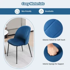 Tangkula Dining Chair Set Of 4 Upholstered Velvet Chair Set W/ Metal Base For Living Room -Beauty house GUEST 71560325 29ea 4c86 af0d 7226e25afdf5