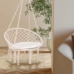Tangkula Hanging Hammock Chair Macrame Swing Chair With Soft Cushion For Bedroom, Patio, Backyard, Balcony -Beauty house GUEST 715f904b 6f82 4e21 bf55 f319e6487531