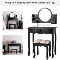 Tangkula Vanity Table Set W/Detachable Mirror & Stool Black/White -Beauty house GUEST 7172335f 408a 455b 91b6 1321f1fd5241