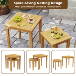 Tangkula 2 PCS Patio Nesting Table Teak Wood Outdoor Space Saving Design Square End Table -Beauty house GUEST 71aa50b6 7a26 491a 9ee3 b472ceba127d