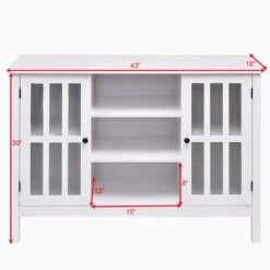 Tangkula Wood TV Stand Free Standing Storage Console Cabinet For 50” TV White/Walnut -Beauty house GUEST 71be0fc3 530b 48e4 9dd8 227f3e29c227