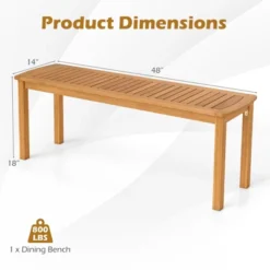 Tangkula 2 PCS 48" Outdoor Acacia Wood Bench Patio Dining Picnic Bench For Entryway Garden Poolside Balcony -Beauty house GUEST 71d73f47 2938 4d8b 9b02 7a3fc4a2af26
