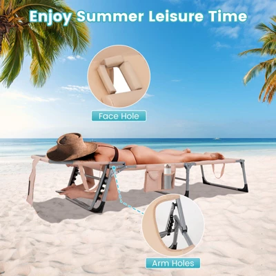 Tangkula 2PCS Beach Lounge Chair Reclining Chair With 5 Adjustable Positions Detachable Pillow &Hand Ropes Blue/Black/Gray/Turquoise/Beige/Pink 9 Tangkula 2PCS Beach Lounge Chair Reclining Chair With 5 Adjustable Positions Detachable Pillow &Hand Ropes Blue/Black/Gray/Turquoise/Beige/Pink - Image 7