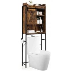 Tangkula Over The Toilet Freestanding Storage Rack Bathroom W/ Slipping Barn Door -Beauty house GUEST 728dab90 acfd 4aaf b65e 7a006b1cf5d2