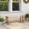 Tangkula 47" Long Teak Wood Patio Bench W/Weave Seat Solid Wood Legs Backless For Porch -Beauty house GUEST 729486f2 165d 4652 b9a2 53a588bfcd24