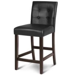 Tangkula Set Of 4 Bar Stools 25inch Counter Height Barstool Pub Chair Rubber Wood Black -Beauty house GUEST 72bd5e89 cea6 458f 9a4a c1224cac4f0d