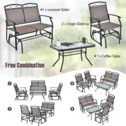 Tangkula 2 PCS Patio Glider Conversation Set Outdoor Loveseat Glider Chair W/ Tempered Glass Coffee Table -Beauty house GUEST 731e997b 3218 454d 9c32 c89446f6ebcc