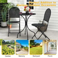 Tangkula 3 PCS Patio Bistro Set All-weather Metal Table & Chair Set For 2 Person Modern Furniture Set -Beauty house GUEST 736ec52c 39c3 428b b2c3 beb5045772cd