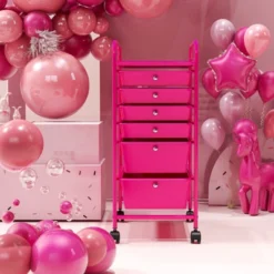 Tangkula 6 Drawer Scrapbook Paper Organizer Rolling Storage Cart For Office School Pink -Beauty house GUEST 73a0db82 c0d7 4184 911b 704d52deda7a