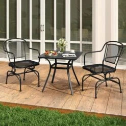 Tangkula Patio Rocking Chairs Set Of 4 W/ Metal Mesh Backrest & Seat Armrests Gentle -Beauty house GUEST 73e2b9cc 8030 44cd 8e0b 0455222e4ae2 1