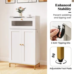 Tangkula Kitchen Pantry Cabinet Power Outlet & APP Control LED Lights Acrylic Flip Door -Beauty house GUEST 7457c9d4 ba57 46bf ba7e 1c34505a7b11