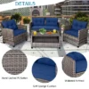 Tangkula 4PCS Rattan Furniture Set Coffee Table Cushioned Sofa Garden Lawn Patio Navy -Beauty house GUEST 7466756d c728 4a3a 91a2 6e52b265c2fb