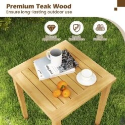 Tangkula 2 PCS Patio Nesting Table Teak Wood Outdoor Space Saving Design Square End Table -Beauty house GUEST 74c7eea2 9af8 4189 a177 2c84d4a39552