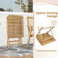 Tangkula Set Of 2 Patio Bistro Table Teak Wood Dining Table Outdoor Square Table -Beauty house GUEST 74d7ca4f 9387 4c61 8e54 821e10cfb0b0