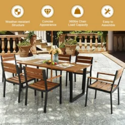 Tangkula Patented 7PCS Patio Dining Set Outdoor Furniture Set W/ 6 Armchairs Umbrella Hole -Beauty house GUEST 7504ab3c c416 4096 9ad7 865f581a5b59