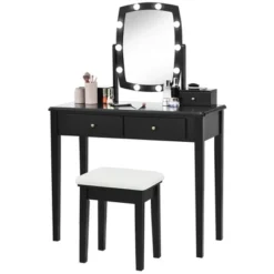 Tangkula Vanity Table Set With Lighted Mirror Adjustable 10 Bulbs Dresser 4 Drawer -Beauty house GUEST 756a7e7a 17eb 40b7 a90e 344c5b804300