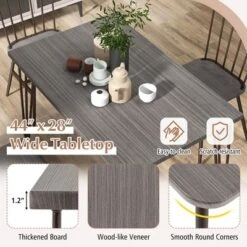Tangkula 5PCS Dining Table Set For 4 Rectangular Kitchen Table & 4 Chairs W/ Metal Frame Grey Oak -Beauty house GUEST 75ba990b 4ac1 44dc a83f 9e890a410026