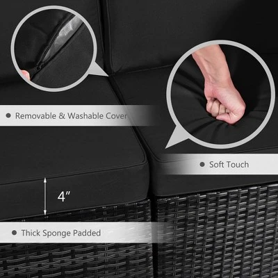 Tangkula 7PCS Patio Rattan Furniture Set Fire Pit Table Cover Cushion 6 Tangkula 7PCS Patio Rattan Furniture Set Fire Pit Table Cover Cushion - Image 4