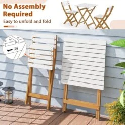 Tangkula 3 Piece Folding Outdoor Patio Bistro Set Space Saving Foldable Acacia Wood Porch Chairs And Square Table -Beauty house GUEST 76205421 4960 4417 87b3 5161a17b3c60