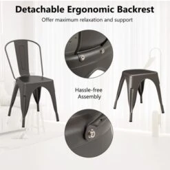 Tangkula Tolix Style Metal Dining Chairs Set Of 4 W/ Removable Backrest For Dining Room -Beauty house GUEST 764d7098 812b 4c19 8037 e1553d1e8434