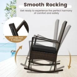 Tangkula 3 PCS Rocking Set Wicker Rocking Chairs W/ 2-Tier Coffee Table Patio Black -Beauty house GUEST 7674736b 956c 4c43 91fc 6b8265405f7b