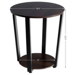 Tangkula 2 PCS 2-Tier Industrial Round End Table Metal Sofa Side Table With Storage Shelf -Beauty house GUEST 7696da46 13c9 4dc4 bffb ff33c789be76