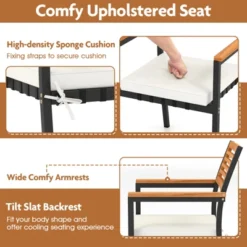 Tangkula 7-Piece Patio Furniture Set Outdoor Dining Chair Set For 6 W/ Acacia Wood & Metal Frame -Beauty house GUEST 76d0f0d8 5b23 44e1 b368 a81da78a1f85