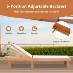 Tangkula 1PC/2PCS Outdoor Chaise Lounge Chair, Eucalyptus Wood Recliner W/ 5-Level Backrest, Breathable & Quick Drying Seat Fabric -Beauty house GUEST 76d7816b f45b 4f75 8dbb 8ffb1c26ff14