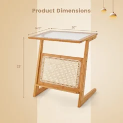 Tangkula 1pc/2pcs Z-shaped Side Table W/ Rattan Shelf Glass Top End Table W/ Magazine Rack Space-saving Sofa Side Bedside Table -Beauty house GUEST 770a66df 8e5e 4ab0 b5e3 54a856607324