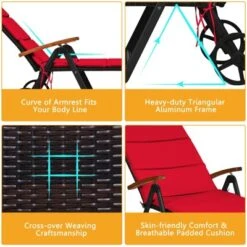 Tangkula Foldable Beach Sling Chair With 7 Adjustable Positions&Cushion Indoor Living Room Chaise Lounge -Beauty house GUEST 775590c8 f503 486d b3e4 3a52a8068ba6