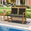 Tangkula Patio Rattan Glider Bench Swing Gliding Rocker For 2 W/ Acacia Wood Frame -Beauty house GUEST 7823ff2b 86a1 4a6f 98a0 3df3138e0456