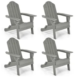 Tangkula 4PCS Patio Folding Adirondack Chair Weather Resistant Cup Holder Yard -Beauty house GUEST 78416d2f 9f4d 499a 89db a5574e7b2270