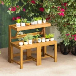 Tangkula 3-in-1 Outdoor Acacia Wood Loveseat Bench Furnitur W/ Slatted Seat For Garden 13 Tangkula 3-in-1 Outdoor Acacia Wood Loveseat Bench Furnitur W/ Slatted Seat For Garden -Beauty house GUEST 788d9ecb a68d 4592 b942 27a92c7d655a