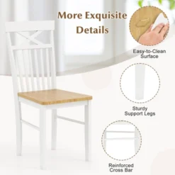 Tangkula Farmhouse Dining Chair Set Of 4 Wooden Kitchen Chair W/ Rubber Wood Frame -Beauty house GUEST 78b61ab6 4c02 4ceb 8ac2 70f2c975d0ae