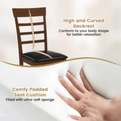 Tangkula Wooden Dining Chair Set Of 2 Pu Leather Upholstered Kitchen Chairs W/ Padded Seat -Beauty house GUEST 791c19bf 457a 4dfd bd5c e4ab75a79c84