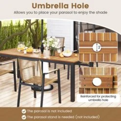 Tangkula 9-Piece Outdoor Patio Furniture W/ Large Wooden Tabletop & Umbrella Hole -Beauty house GUEST 793889be 953e 4958 b54f 42482387f6bd