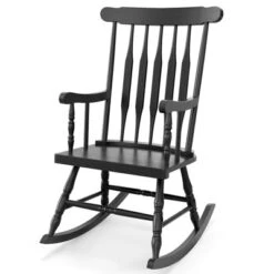 Tangkula Wooden Rocking Chair Single Rocker Indoor Garden Patio Yard Black -Beauty house GUEST 79f3e653 7b12 4128 94ac 298d575ad8d0