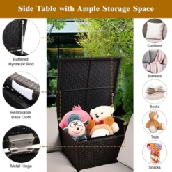 Tangkula 5PCS Patio Rattan Furniture Set Fire Pit Table W/ Cover Storage Cushion -Beauty house GUEST 7a54f011 53aa 456f a154 14d5a7c83c7b