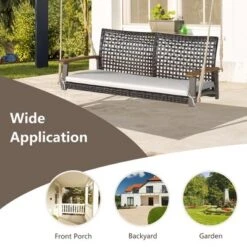 Tangkula 2-Seat Rattan Porch Swing Chair Outdoor Wicker Swing Bench W/ Seat Cushion -Beauty house GUEST 7a56da20 cd39 4879 b561 03659b0d24f3