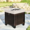 Tangkula Set Of 2 Patio Rattan Ottoman Footrest Garden Outdoor W/ Brown/Turquoise/Navy Cushion -Beauty house GUEST 7a878c9e 68ba 4476 bb91 e6e2f551a163