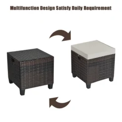 Tangkula 4PCS Rattan Ottoman Outdoor Patio Furniture Cushioned Footstool Footrest -Beauty house GUEST 7acf9887 1576 4a09 9992 9466c7fc1c9d