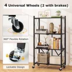 Tangkula 2PCS 4-tier Foldable Storage Shelving Unit W/4 Universal Wheels For Kitchen -Beauty house GUEST 7b238a48 1341 4198 a930 ef8ccfc6734a